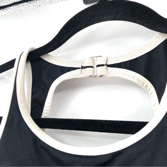 MIRACLESUIT High Scoop Neck Striped One Piece Swimsuit Black White Open Back 12 - Picture 2 of 9